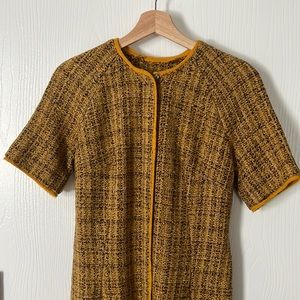 Mustard Tweed Short-Sleeve Dress